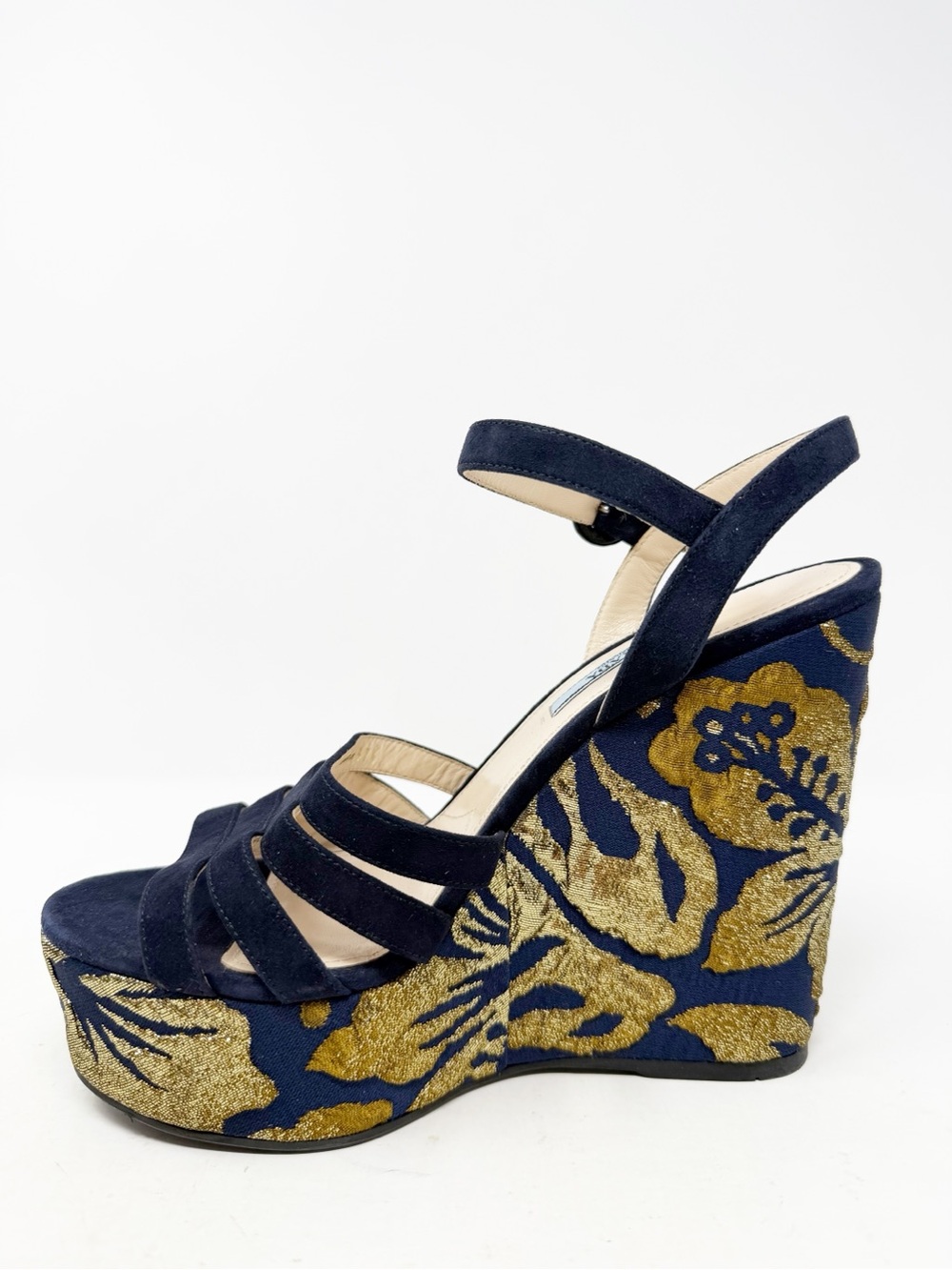 Prada Brocade Platform Wedge Sandals Womens Size EU 37.5 - Picture 6 of 12
